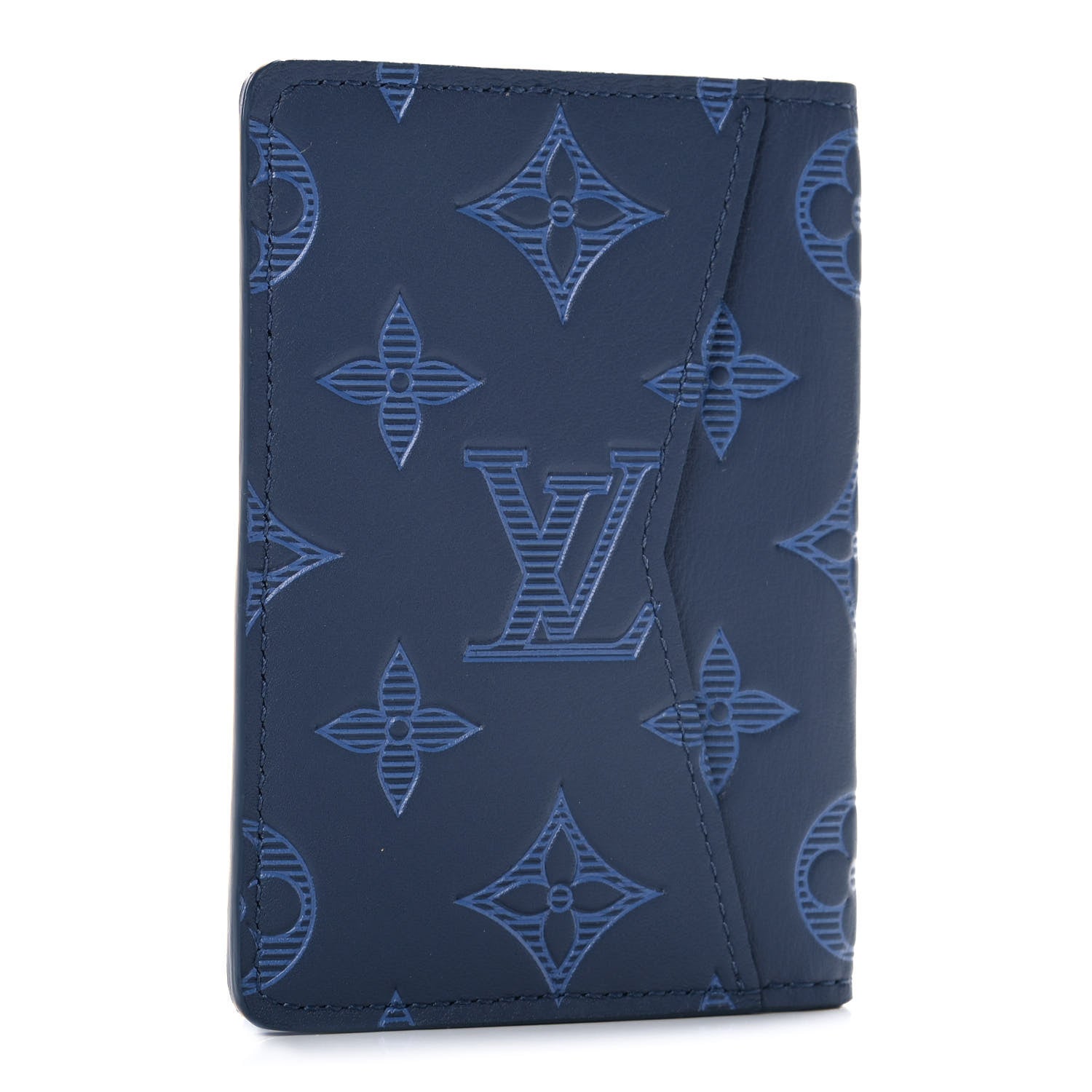 Louis Vuitton Calfskin Monogram Shadow Pocket Organizer Blue 3 of 8