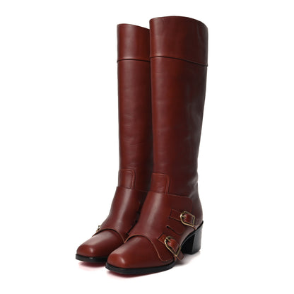 Christian Louboutin Calfskin Caballero 60 Calf Boots 37.5 Brown 3 of 6