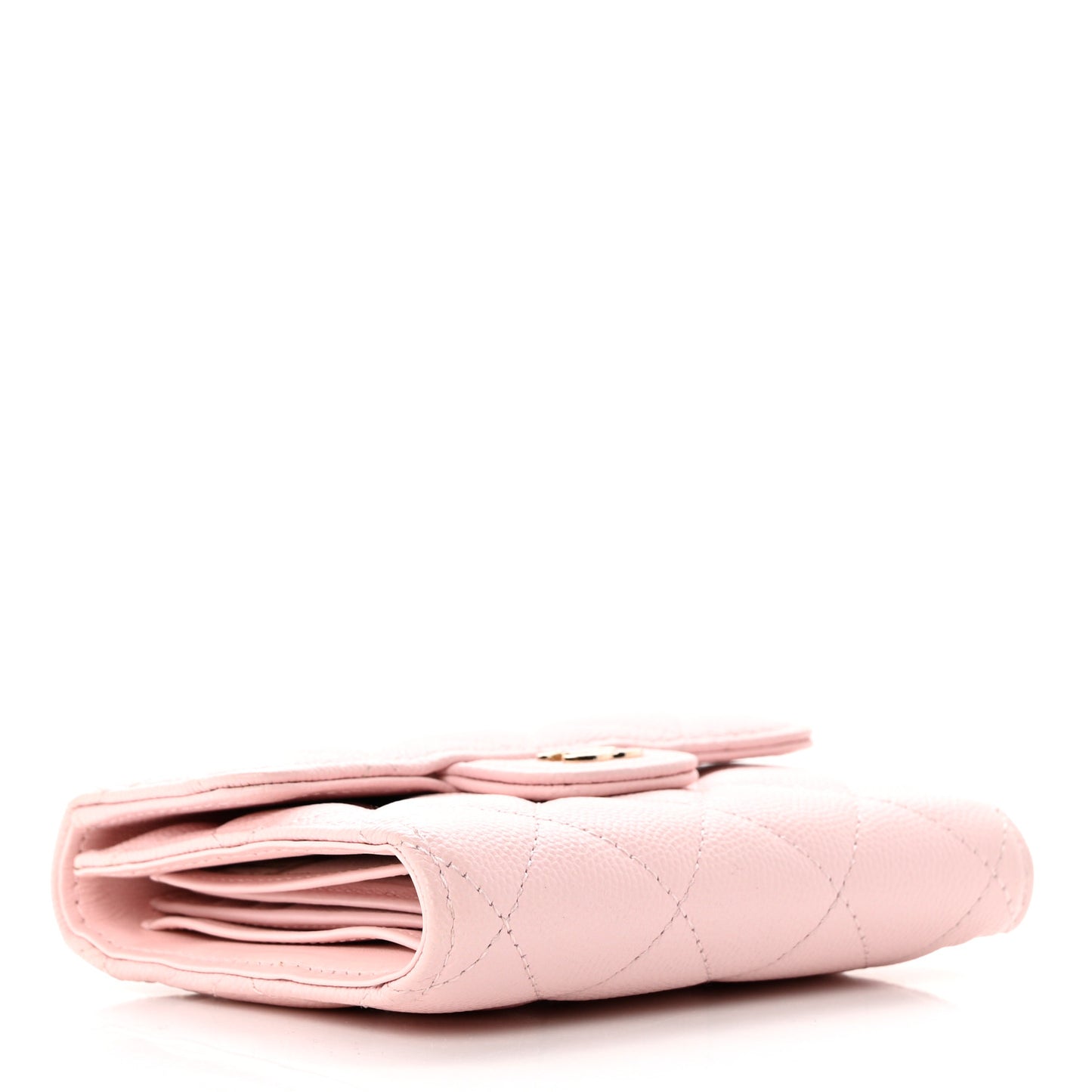 Caviar Quilted Compact Flap Wallet Light Pink
