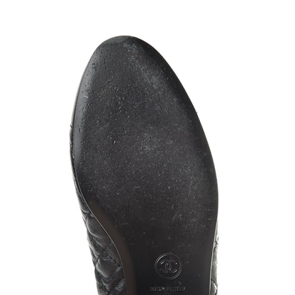 Chanel Aged Calfskin Quilted Cap Toe Ballerina Flats 37.5 Black 8 of 15