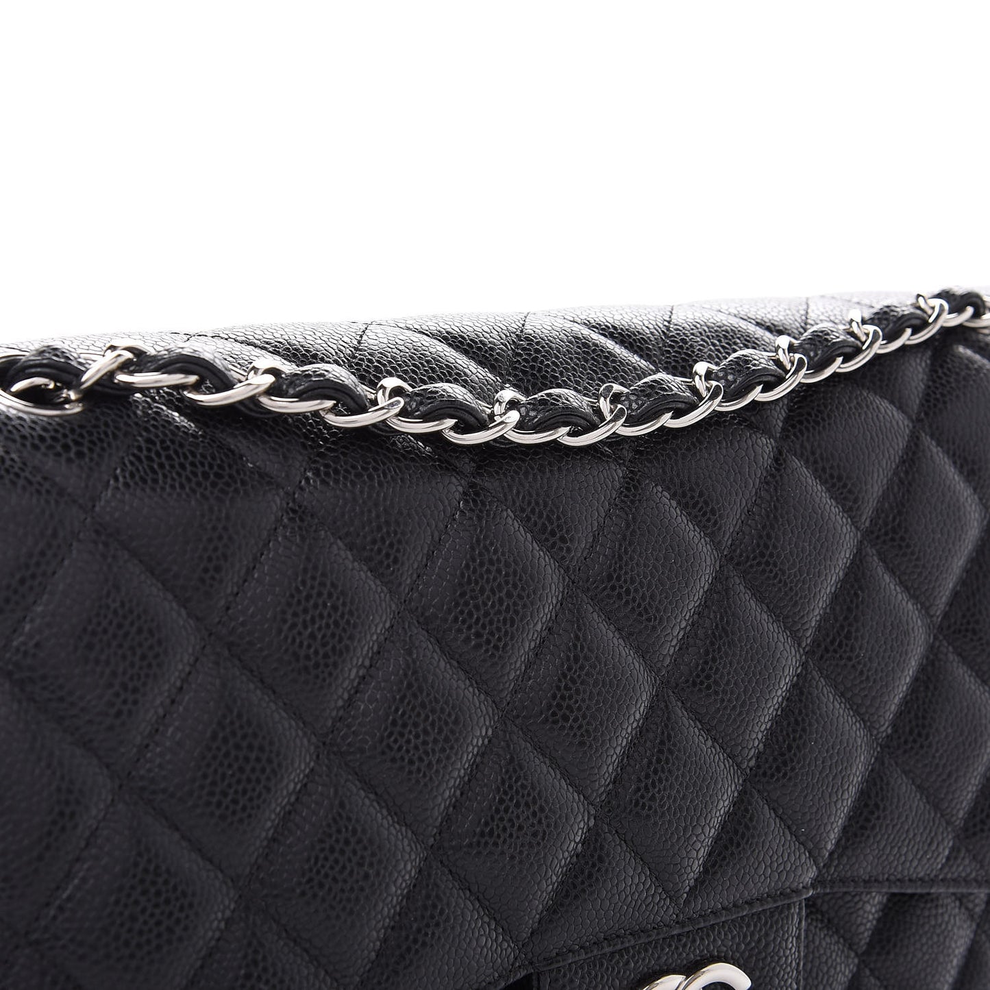 Caviar Quilted Jumbo Double Flap Black