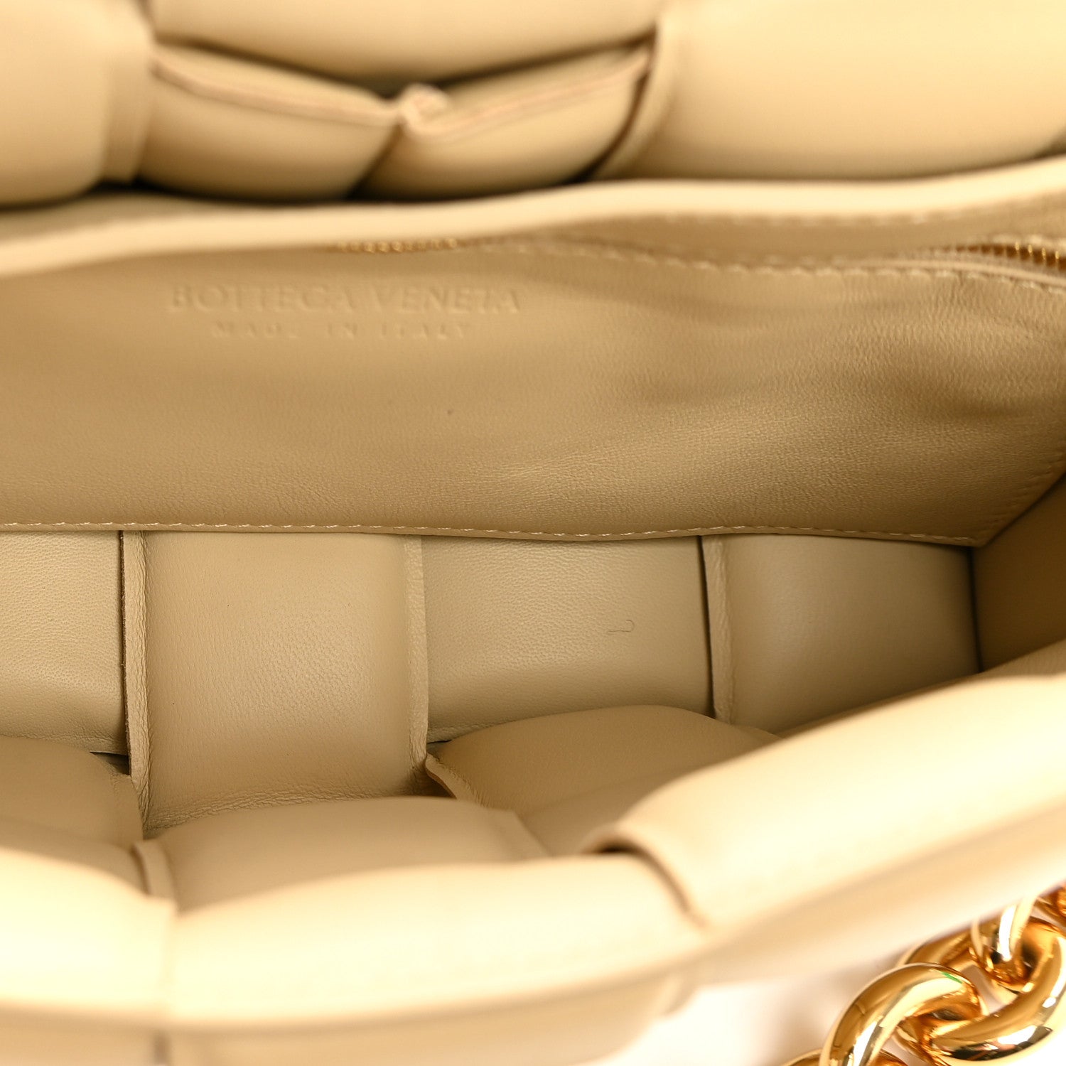 Bottega Veneta Lambskin Maxi Intreccio Padded Chain Cassette Crossbody Bag Porridge 5 of 9