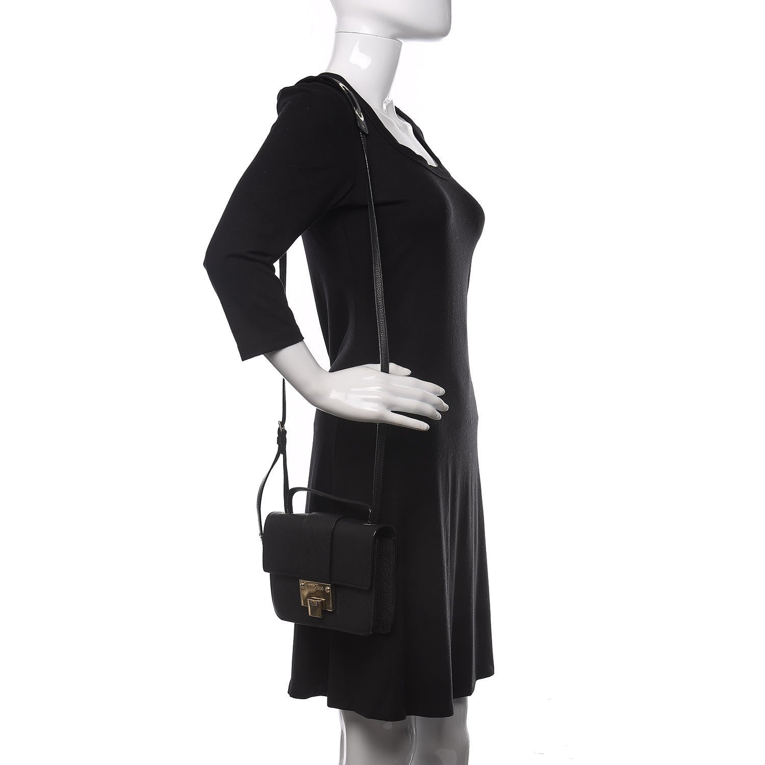 Jimmy Choo Grainy Pebbled Rebel Crossbody Bag Black 2 of 9