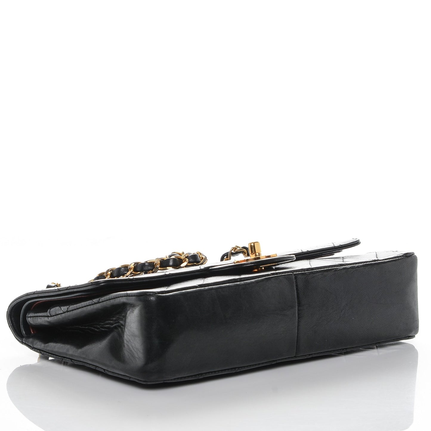 Lambskin Quilted Medium Double Flap Black