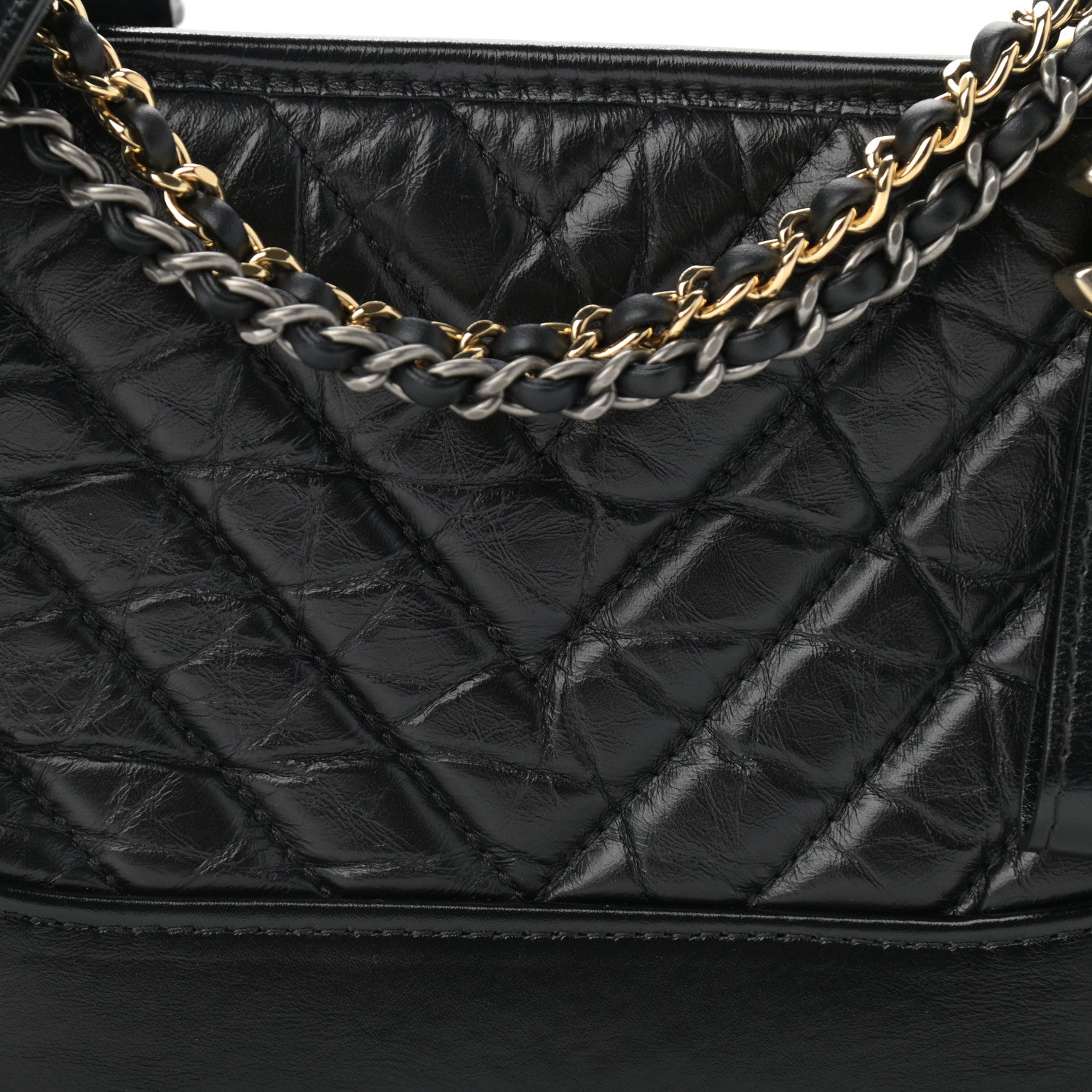 Chanel Aged Calfskin Chevron Quilted Small Gabrielle Hobo Black 8 of 11