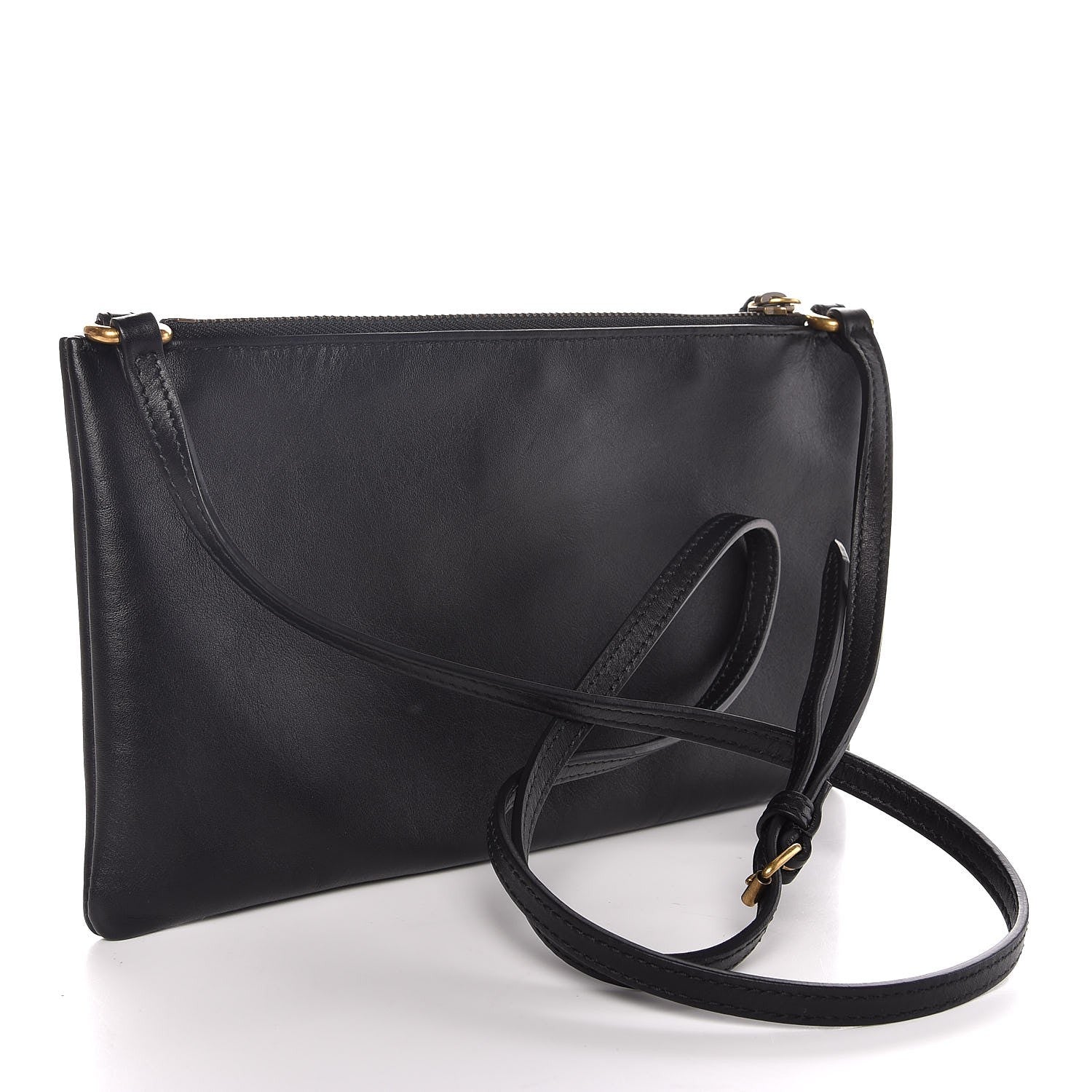 Gucci Calfskin Matelasse Small GG Marmont Double Zip Shoulder Bag Black 5 of 12