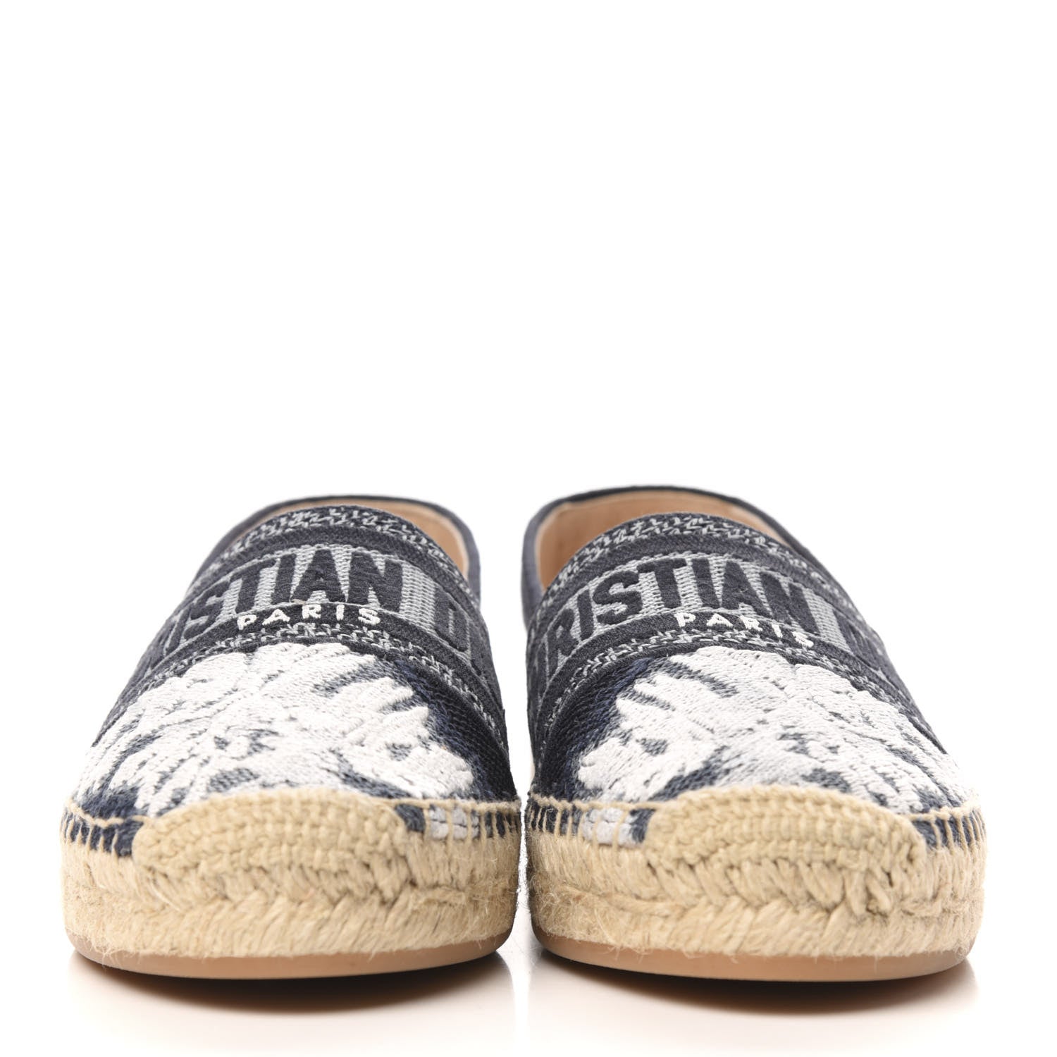 Christian Dior Canvas Tie and Dior Embroidered Granville 15mm Espadrilles 35.5 Denim 3 of 9