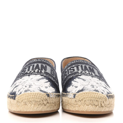 Christian Dior Canvas Tie and Dior Embroidered Granville 15mm Espadrilles 35.5 Denim 3 of 9