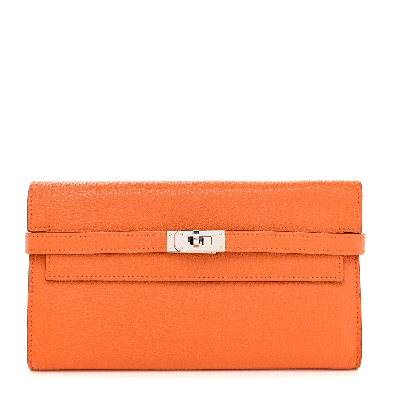 Hermes Chevre Mysore Kelly Longue Wallet Orange 1 of 10