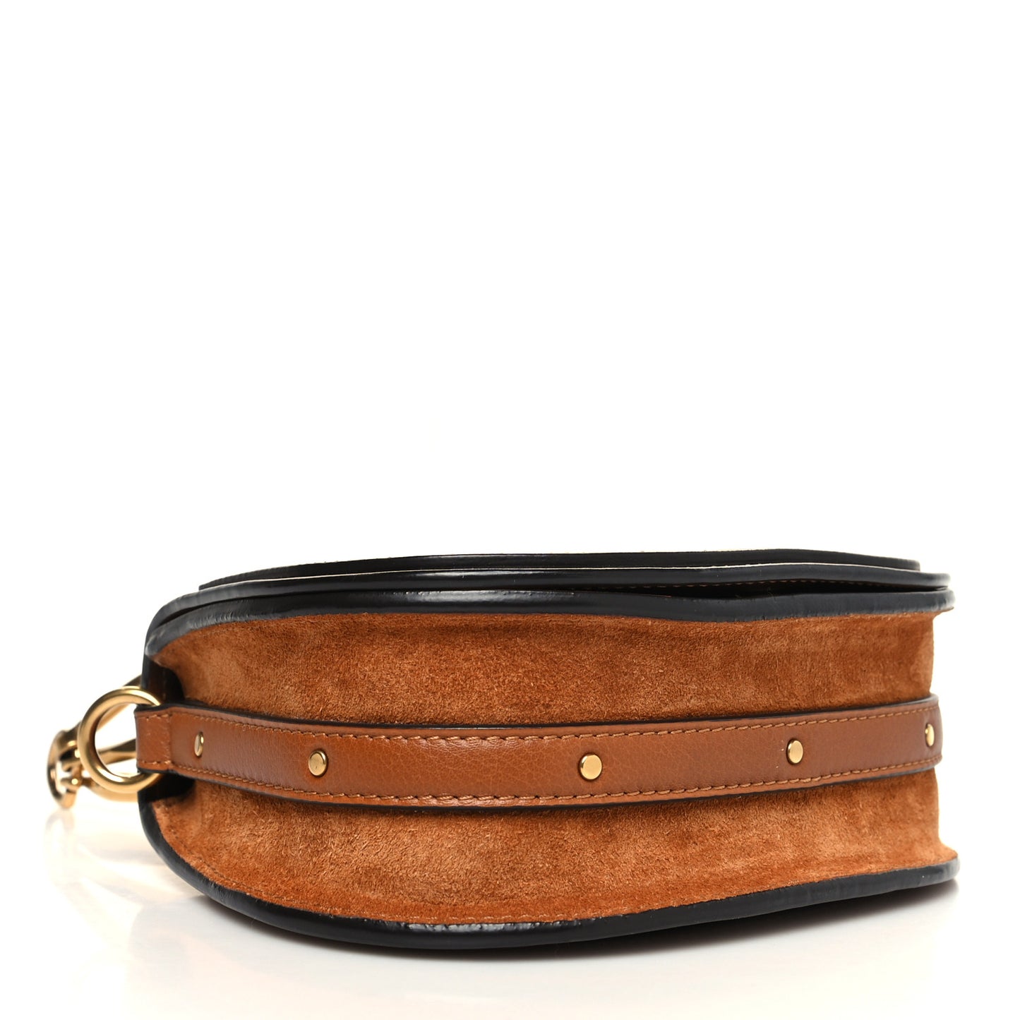 Calfskin Suede Small Nile Bracelet Bag Caramel