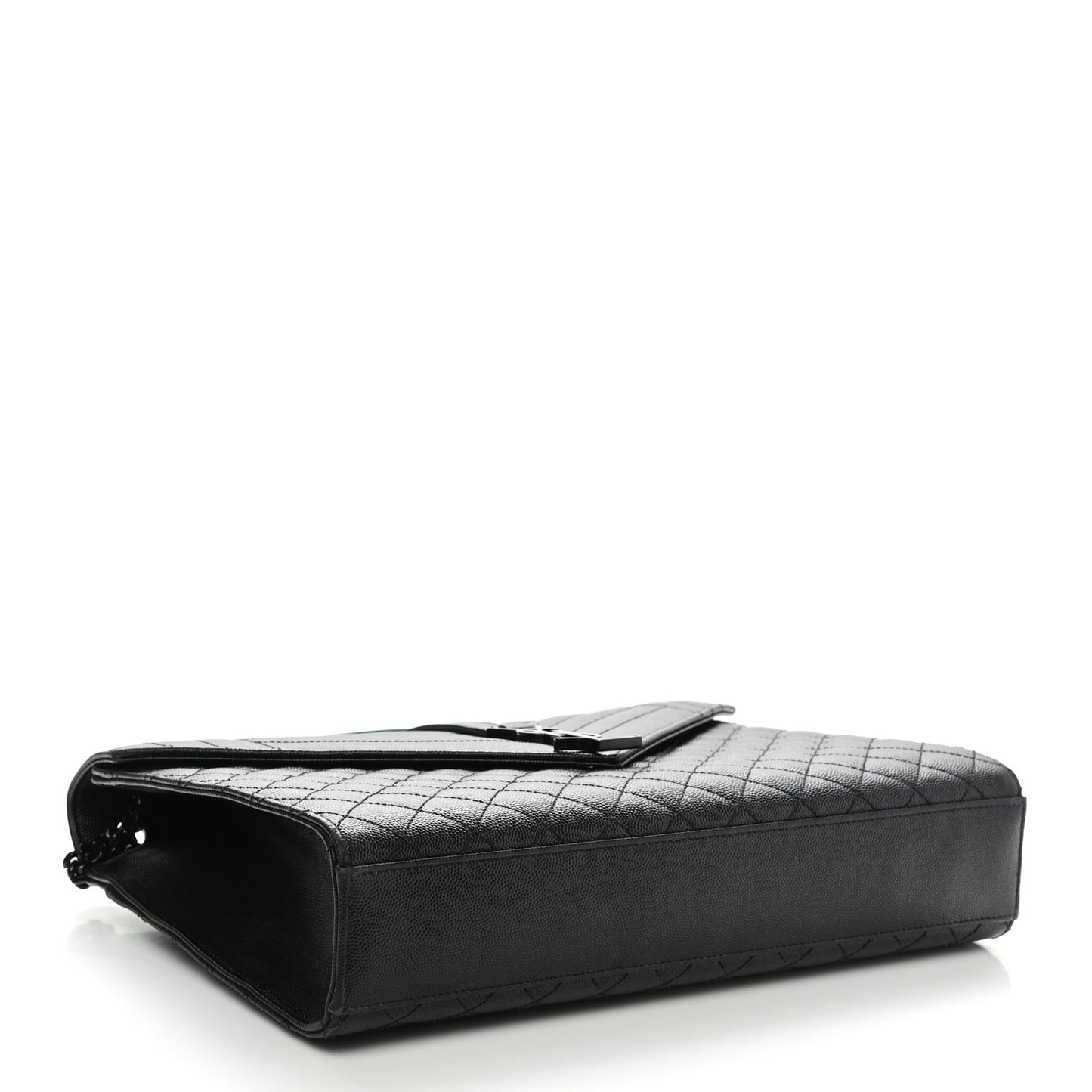 Grain De Poudre Textured Mixed Matelasse Large Triquilt Monogram Monochrome Satchel Black