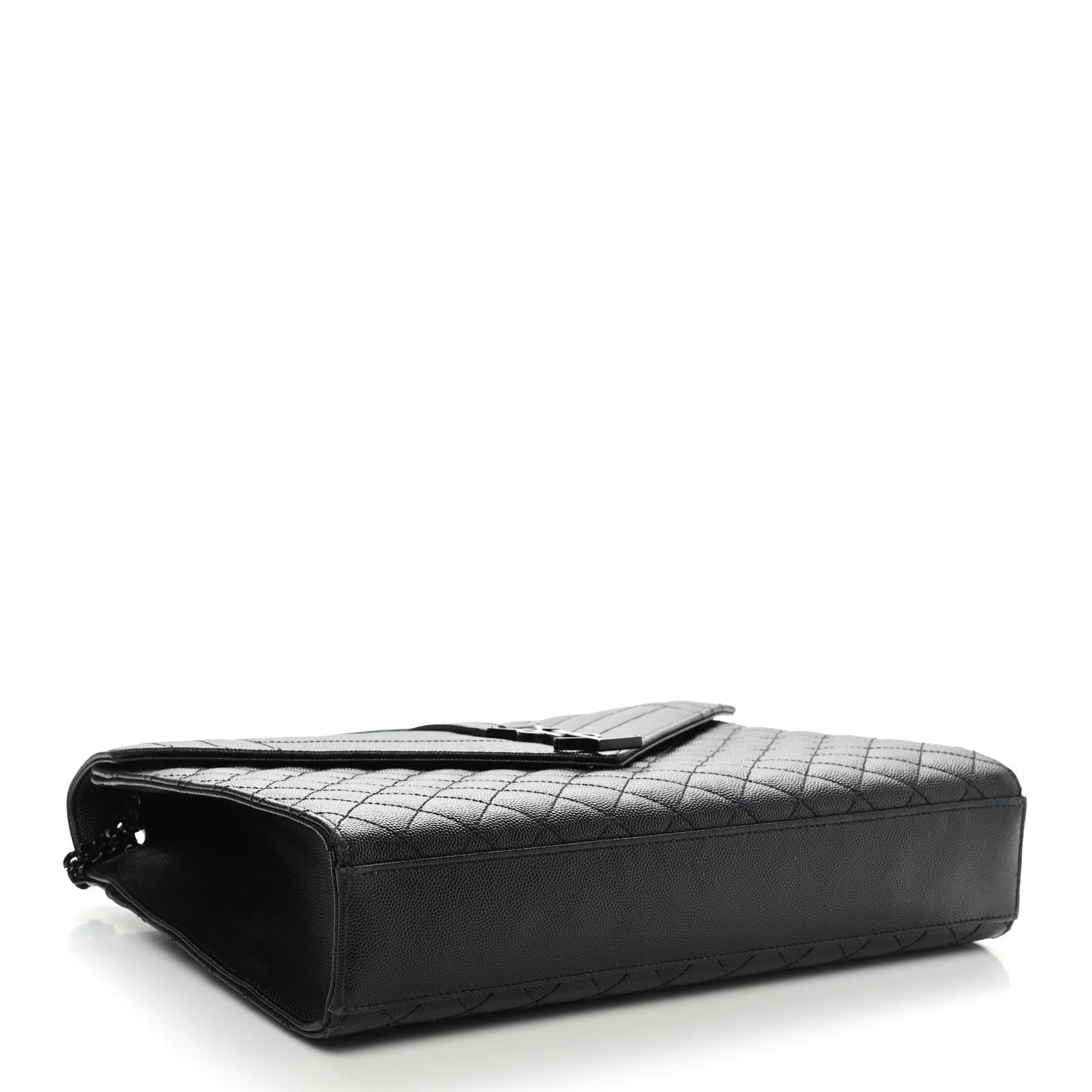 Saint Laurent Grain De Poudre Textured Mixed Matelasse Large Triquilt Monogram Monochrome Satchel Black 4 of 14
