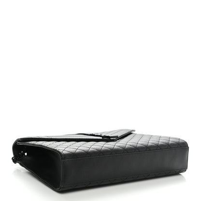 Saint Laurent Grain De Poudre Textured Mixed Matelasse Large Triquilt Monogram Monochrome Satchel Black 4 of 14