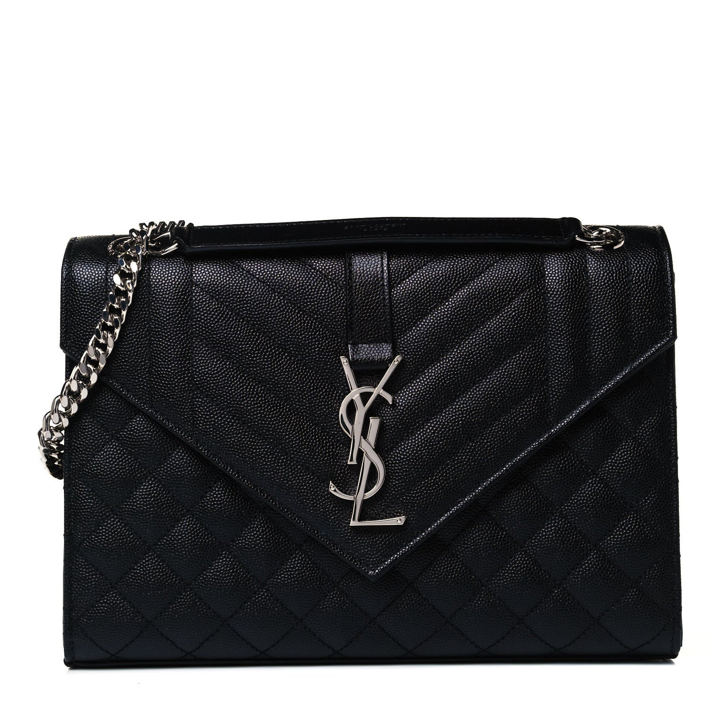 Grain De Poudre Textured Mixed Matelasse Triquilt Medium Monogram Satchel Black