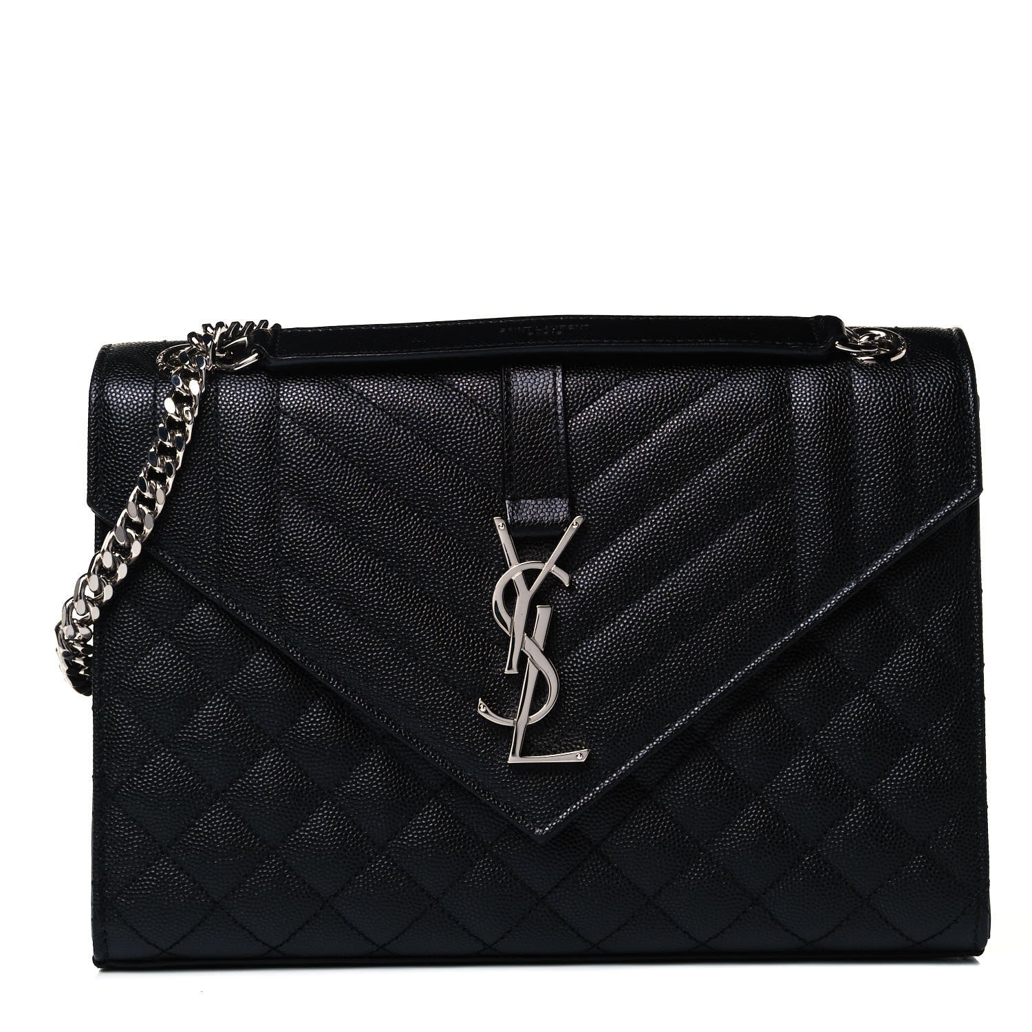 Saint Laurent Grain De Poudre Textured Mixed Matelasse Triquilt Medium Monogram Satchel Black 1 of 8