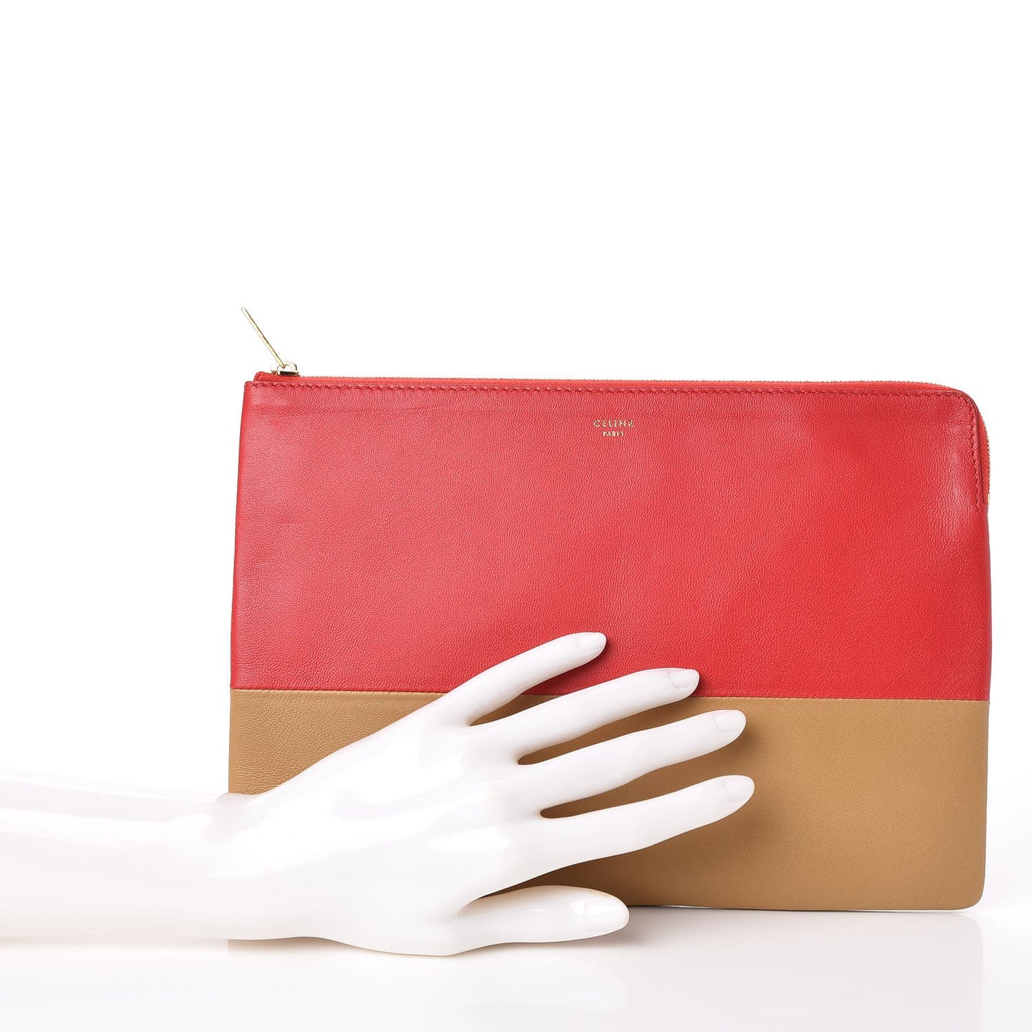 Lambskin Bi-Color Solo Clutch Pouch Raspberry Butter