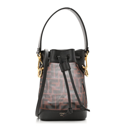 Fendi Mesh Vitello Grace F is Fendi FF 1974 Mini Mon Tresor Bucket Bag Marrone Black Ebano 1 of 10