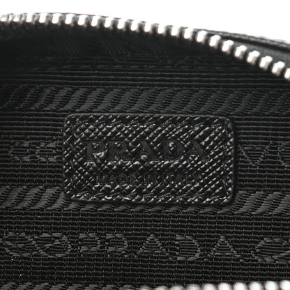 Prada Saffiano Travel Metal Triangle Logo Mini Pouch Shoulder Bag Black 6 of 6