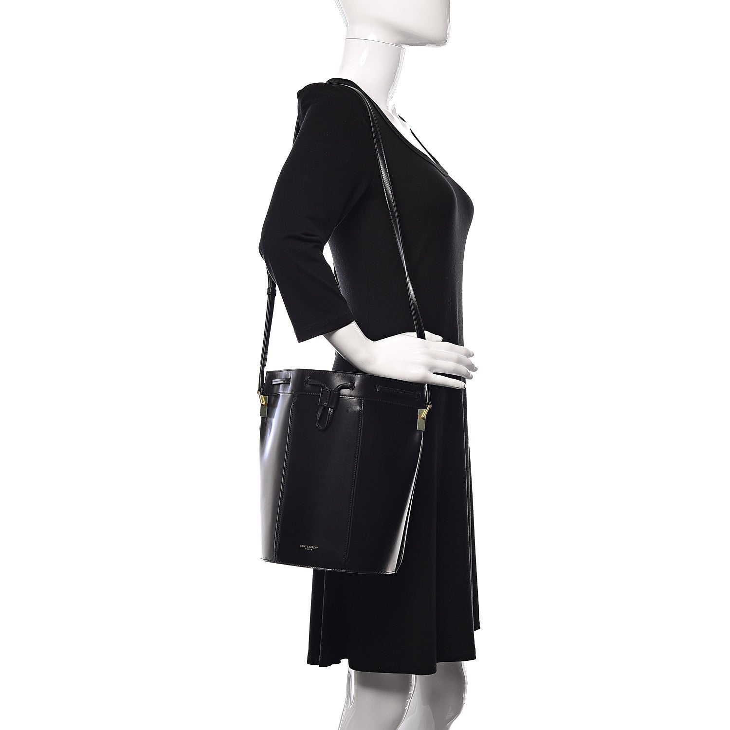 Saint Laurent Smooth Calfskin Medium Talitha Bucket Bag Black 2 of 10