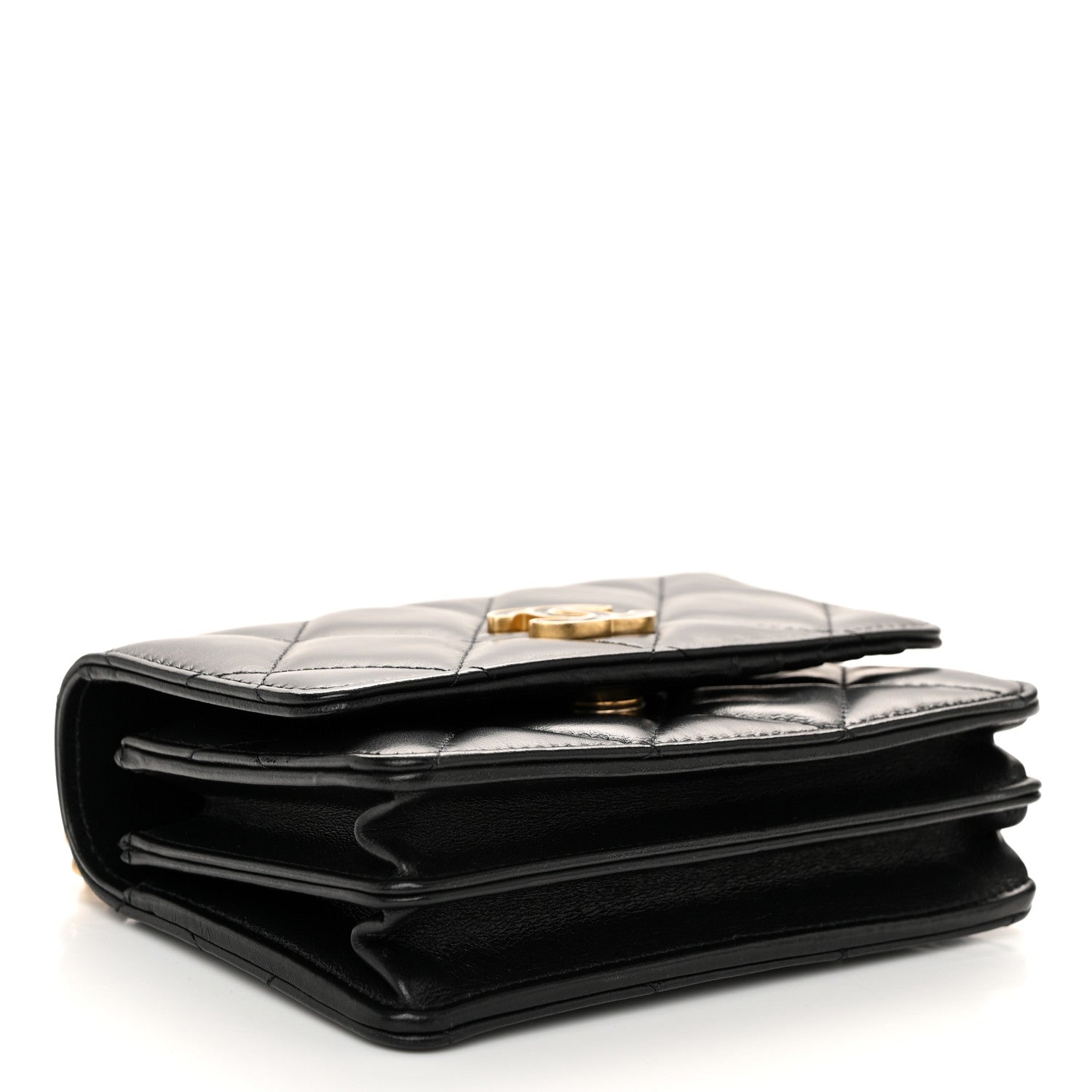 Chanel Lambskin Enamel Quilted Pending CC Clutch With Chain Black 4 of 10