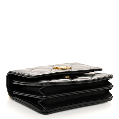 Chanel Lambskin Enamel Quilted Pending CC Clutch With Chain Black 4 of 10