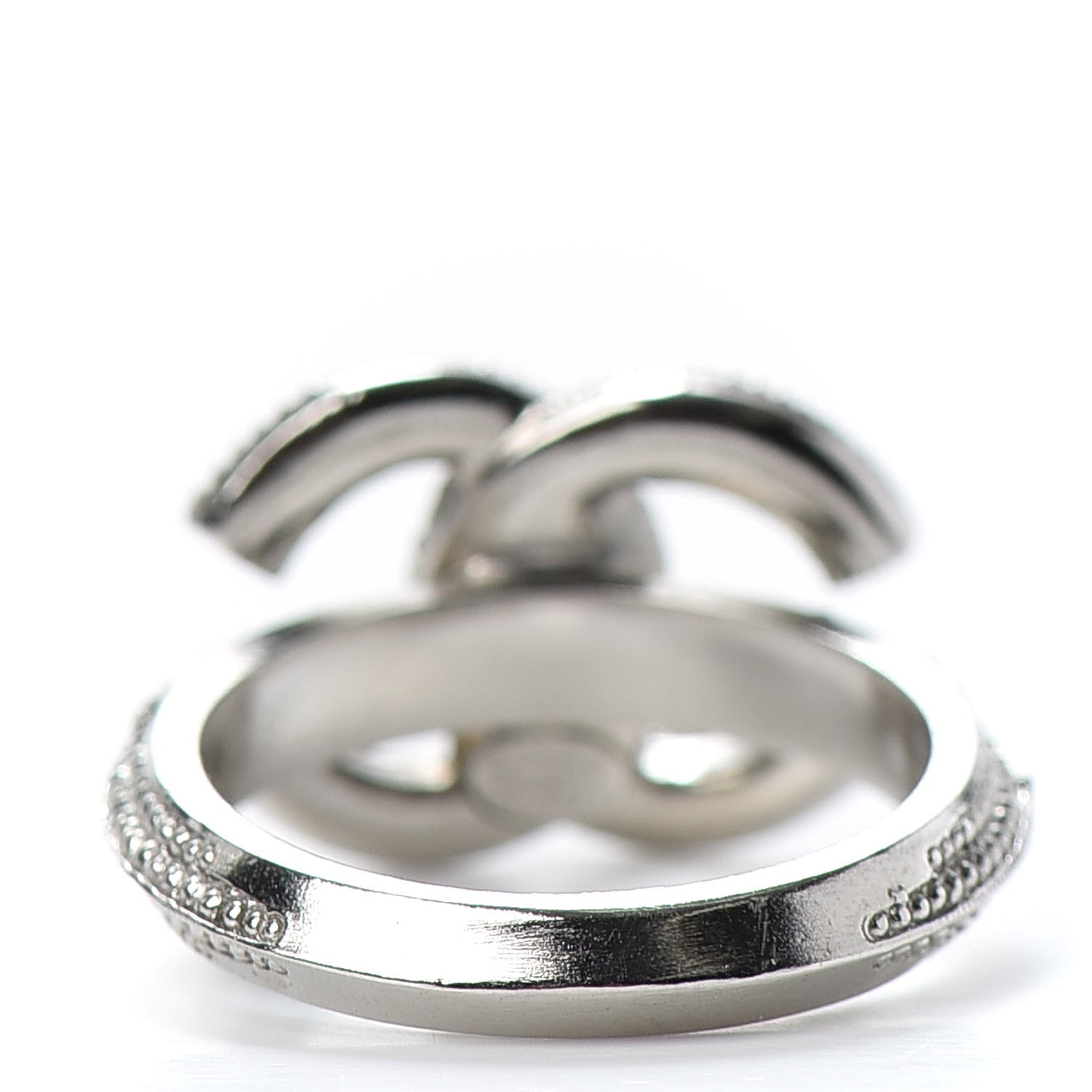 Chanel Crystal CC Ring 50 6.5 Silver 4 of 6
