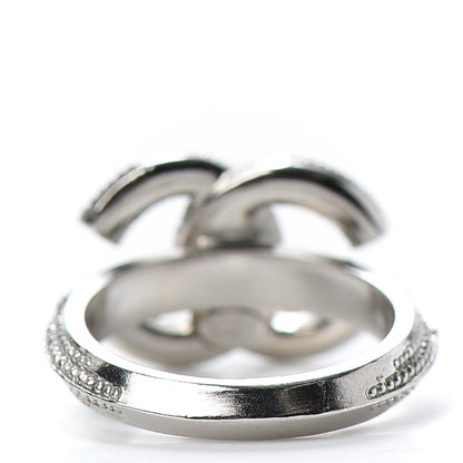 Chanel Crystal CC Ring 50 6.5 Silver 4 of 6