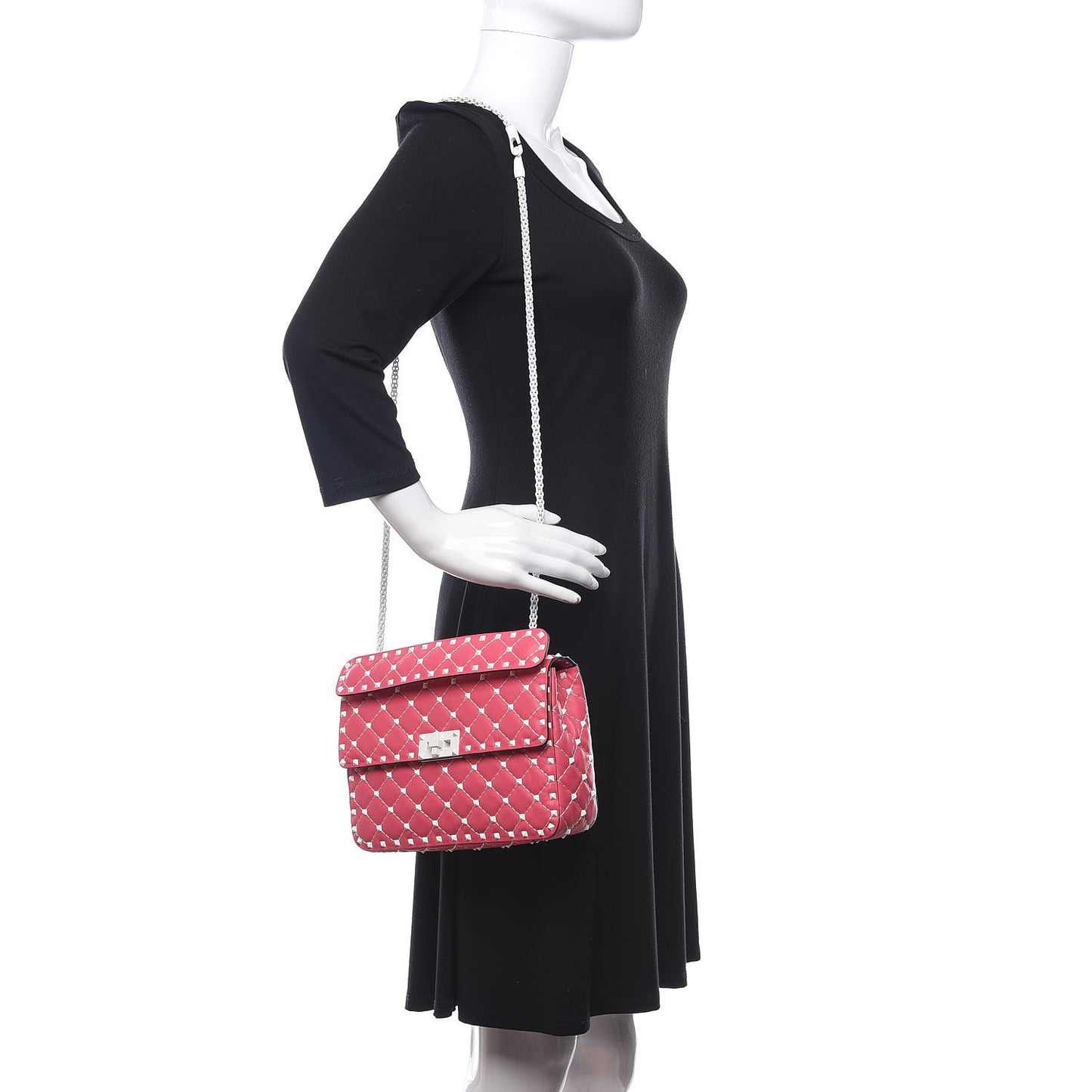 Lambskin Medium Free Rockstud Spike Shoulder Bag Shadow Pink