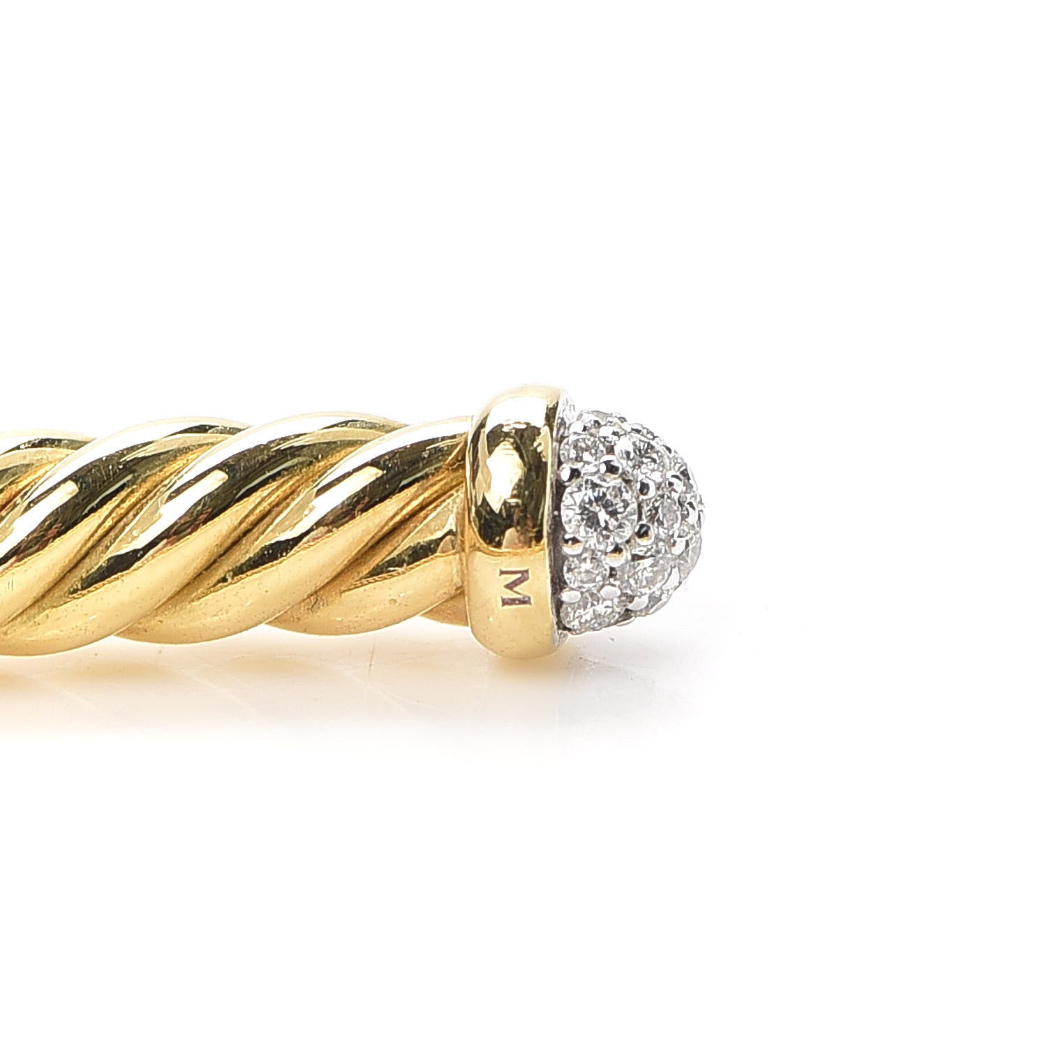 David Yurman 18K Yellow Gold Diamond 4mm Cablespira Bracelet 5 of 5