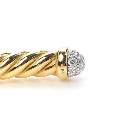 David Yurman 18K Yellow Gold Diamond 4mm Cablespira Bracelet 5 of 5