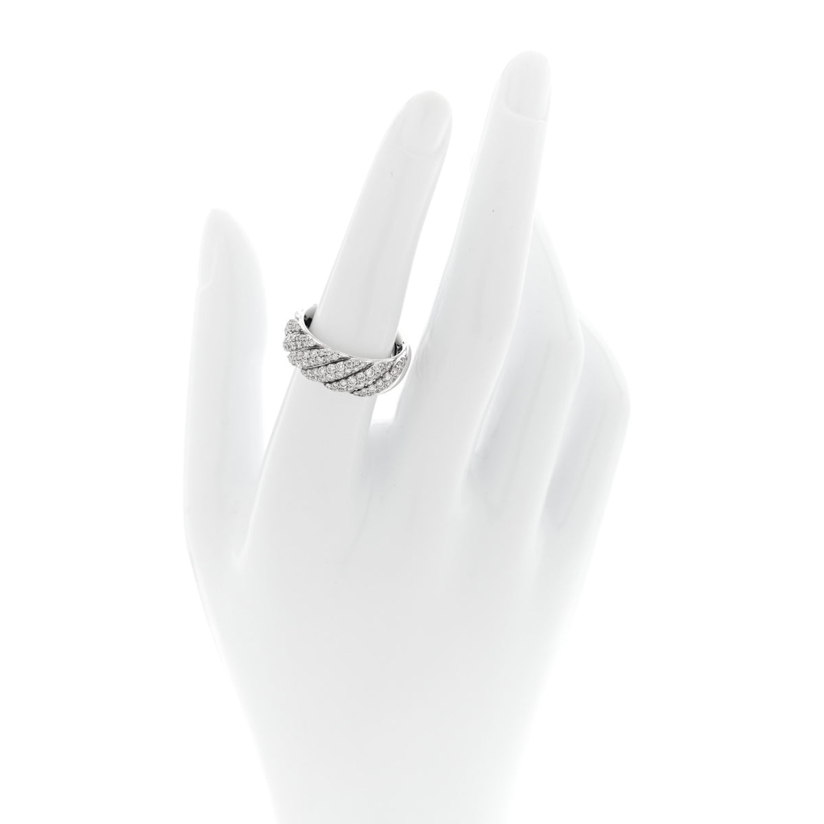 Sterling Silver Diamond 7.5mm Sculpted Cable Band Ring 54 7