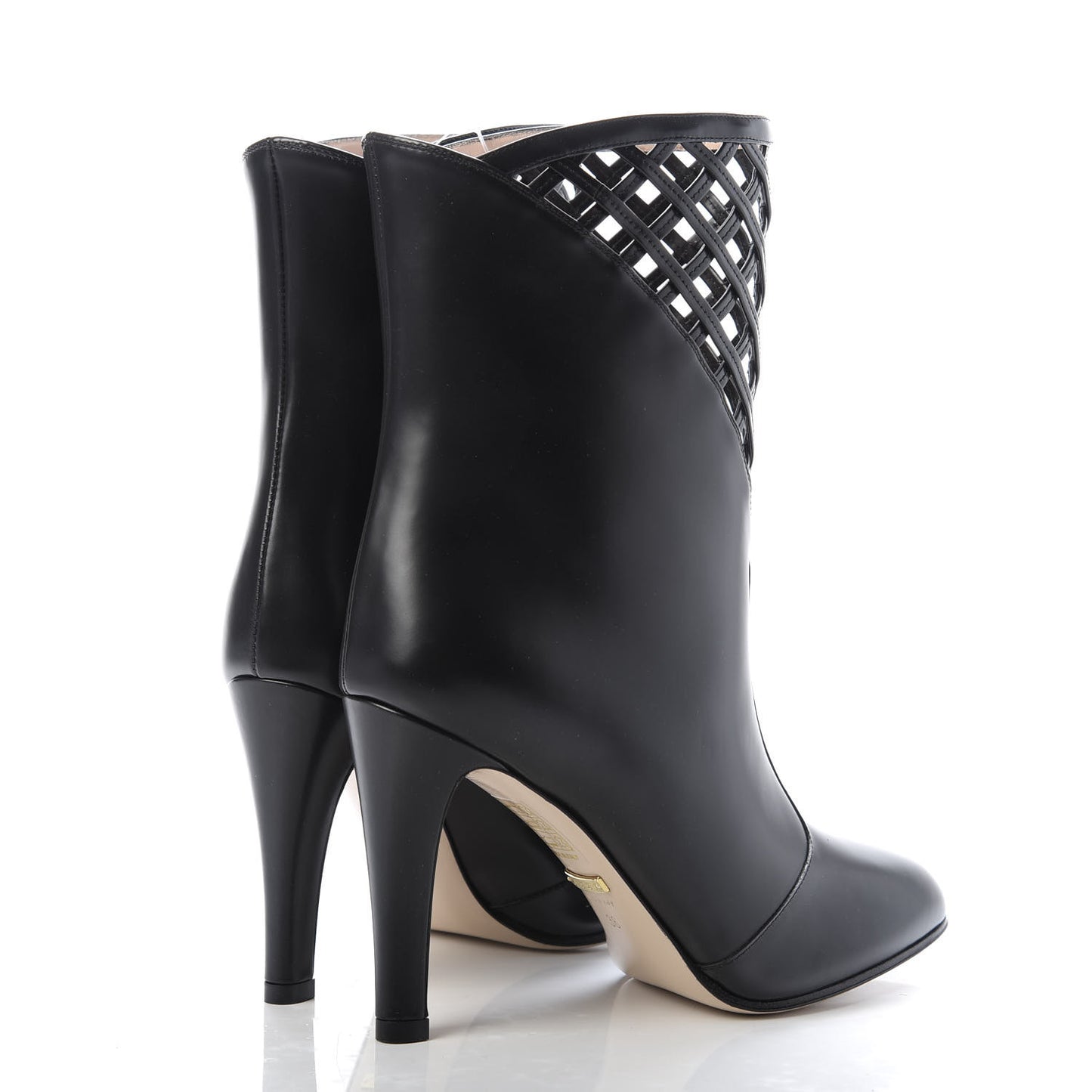 Plume Calfskin Damir Lattice Cutout Boots 36 Black