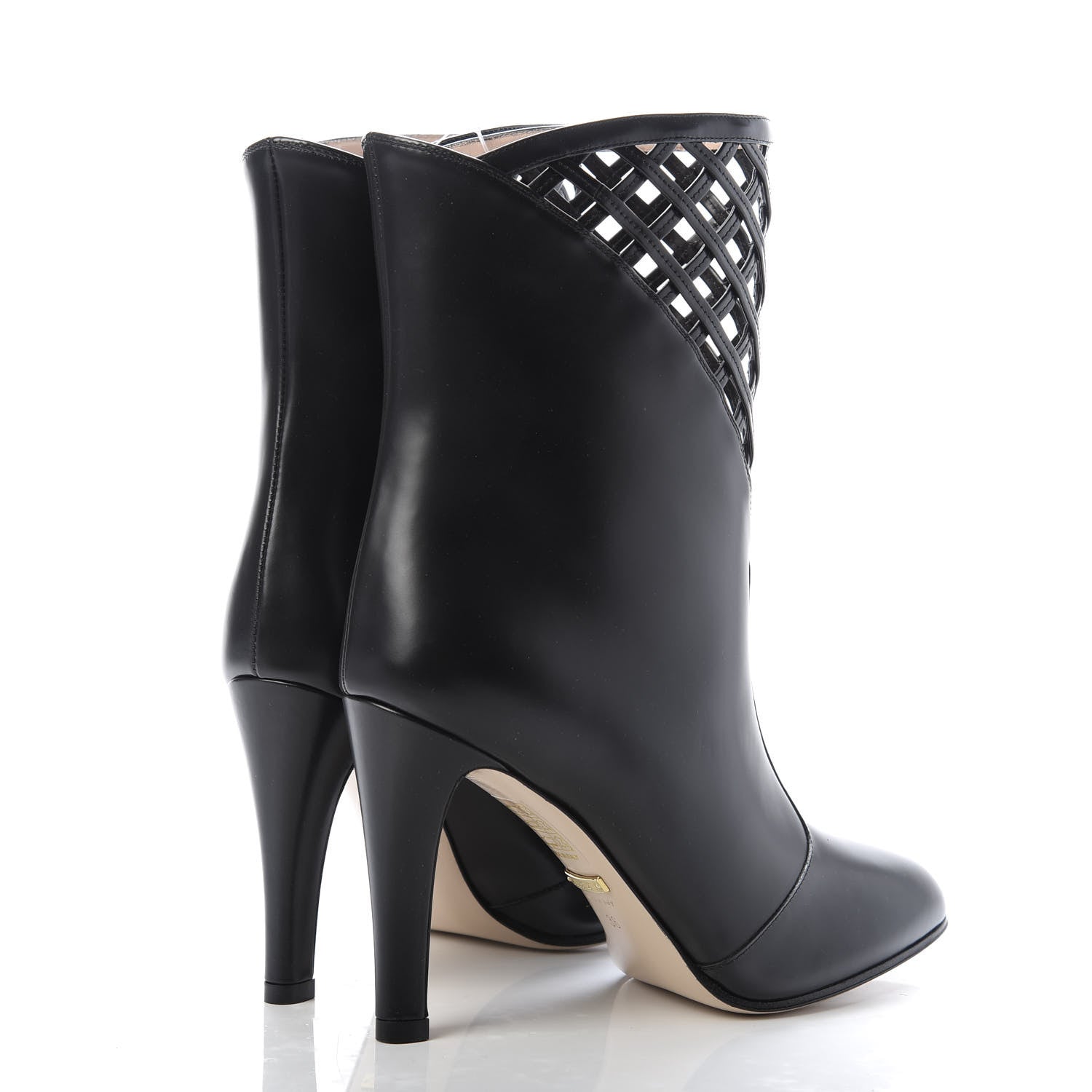 Gucci Plume Calfskin Damir Lattice Cutout Boots 36 Black 4 of 10