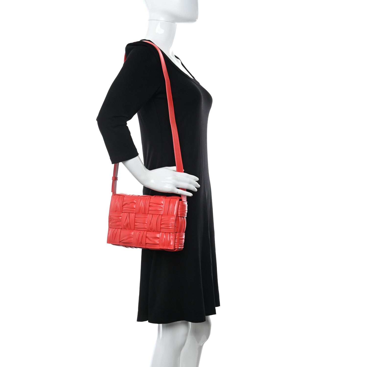 Bottega Veneta Calfskin Intreccio Plisse Cassette Crossbody Bag Sunburst 2 of 10