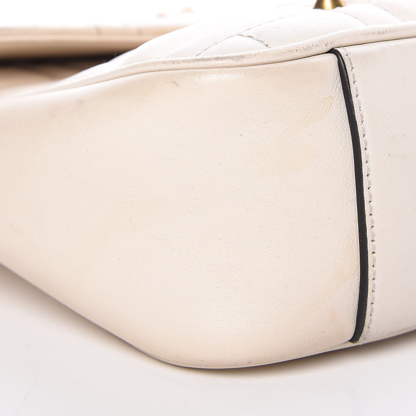 Calfskin Matelasse Studded Medium GG Marmont Shoulder Bag White