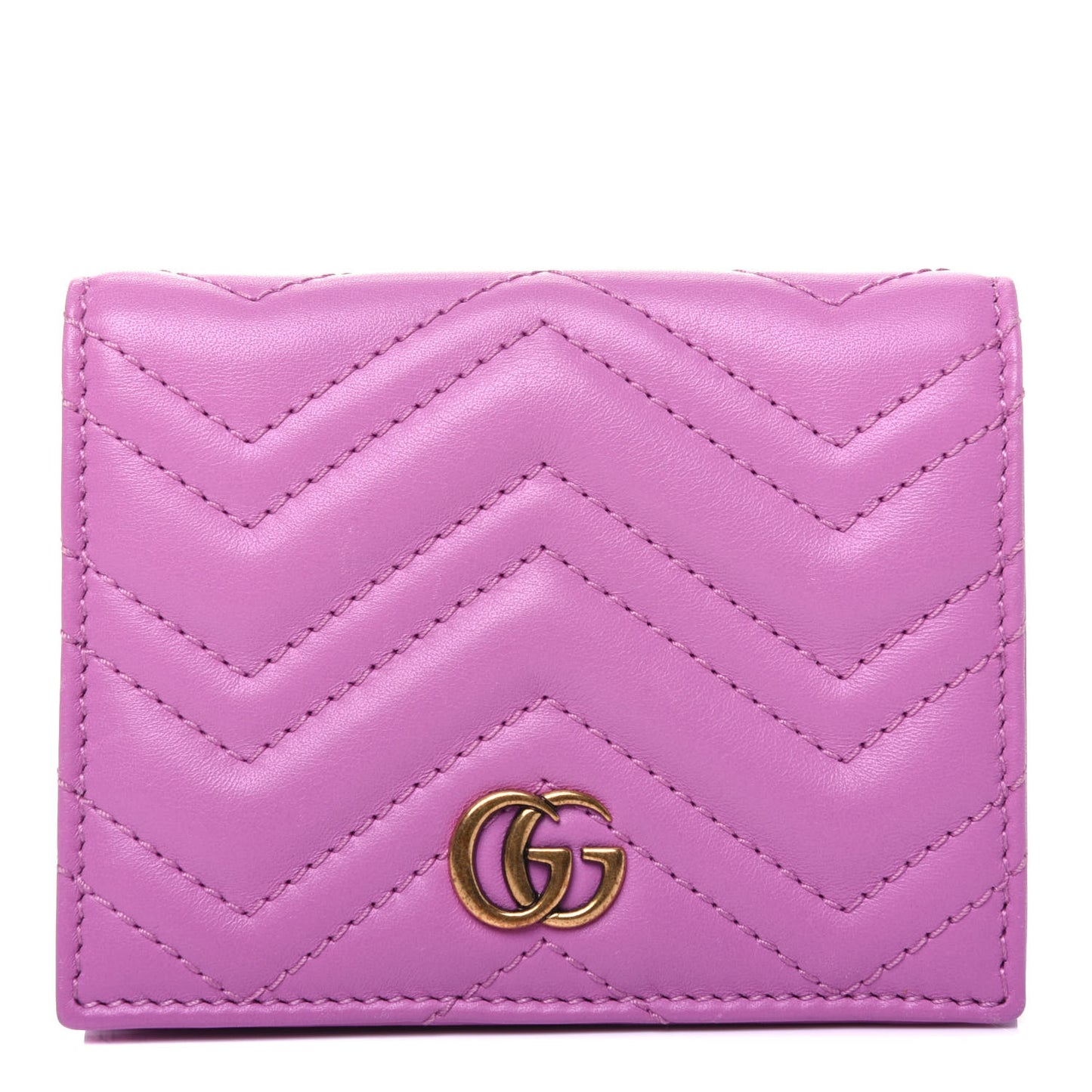 Calfskin Matelasse GG Marmont Card Case Candy Mousse
