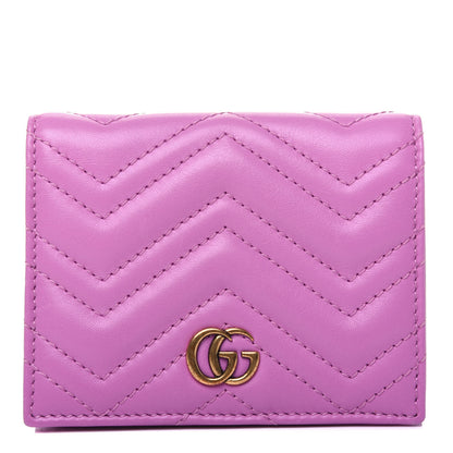 Gucci Calfskin Matelasse GG Marmont Card Case Candy Mousse 1 of 13