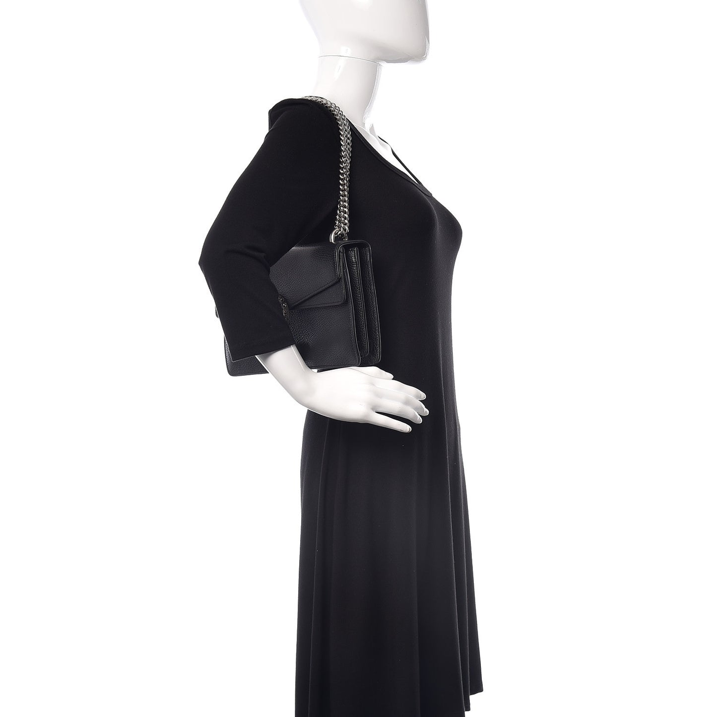 Pebbled Calfskin Small Dionysus Shoulder Bag Black