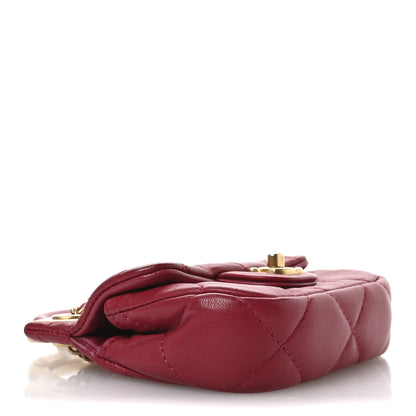 Chanel Calfskin Quilted Lady Handle Flap Card Holder With Chain Dark Pink 4 of 12