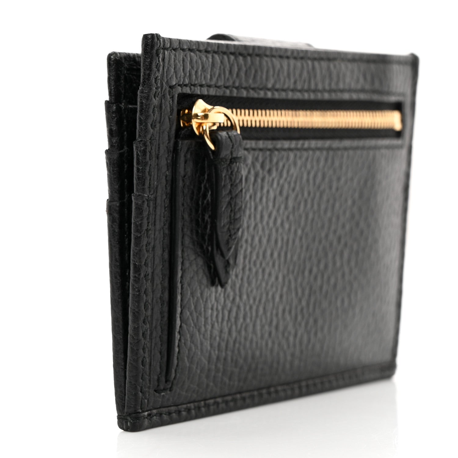 Gucci Pebbled Calfskin GG Marmont Card Case Black 3 of 9