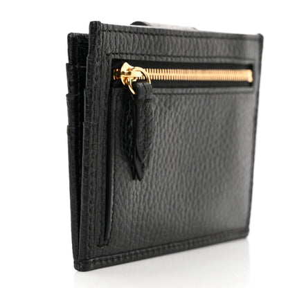 Gucci Pebbled Calfskin GG Marmont Card Case Black 3 of 9