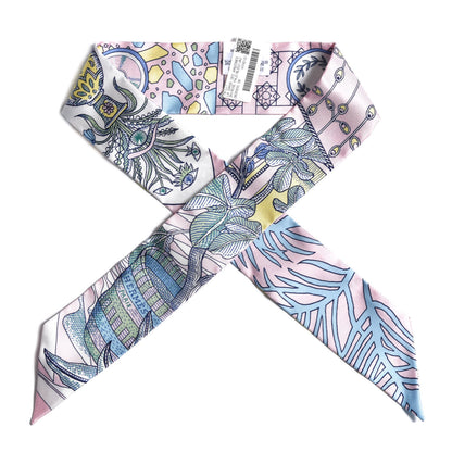 Hermes Silk La Danse Des Amazones Twilly Rose Pale Bleu Jaune 1 of 6