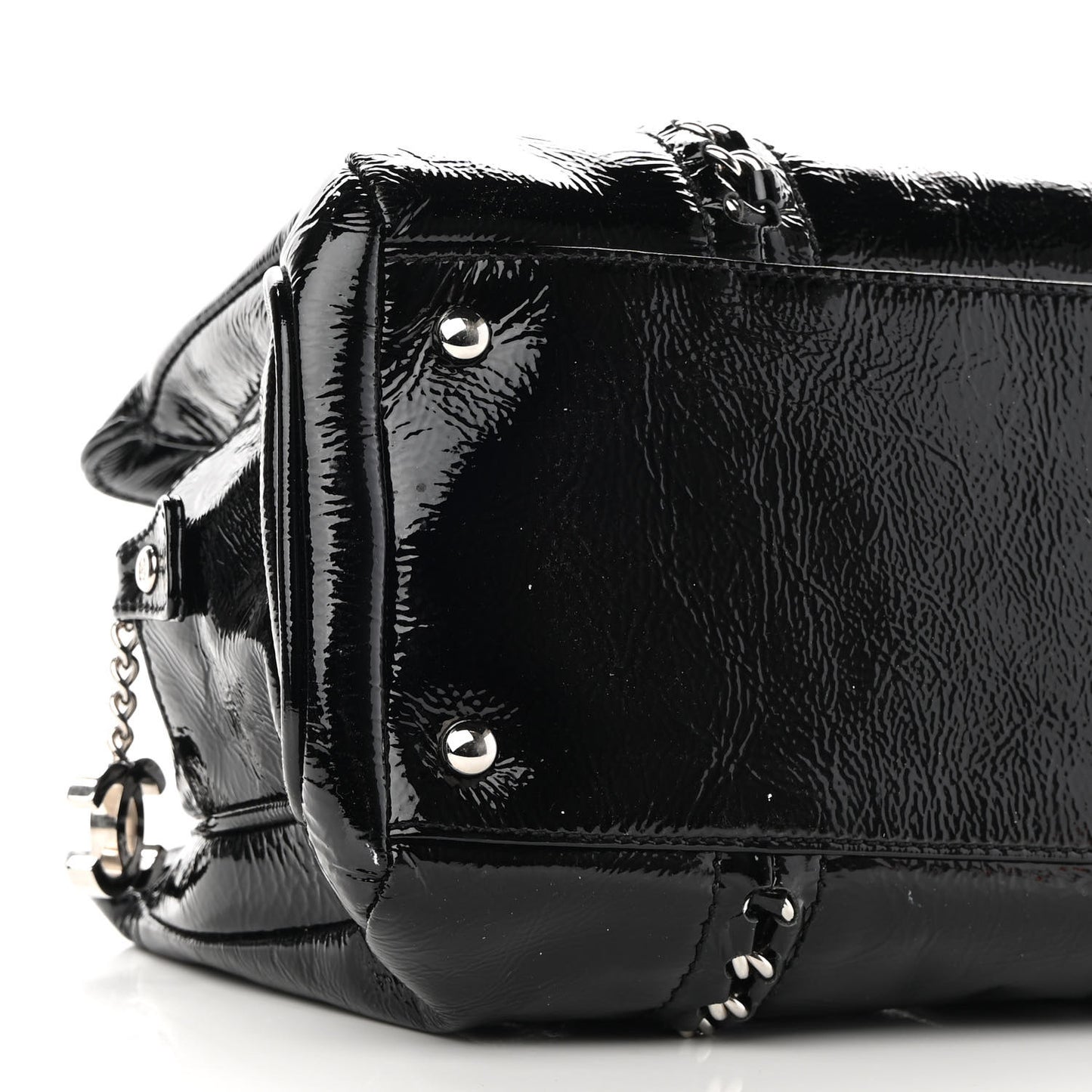 Patent Calfskin Small Luxe Ligne Tote Black