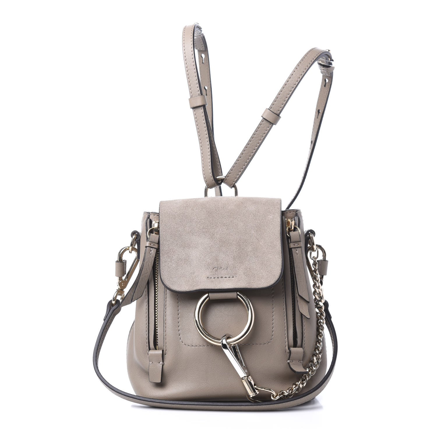 Chloe Suede Calfskin Mini Faye Backpack Motty Grey 1 of 11