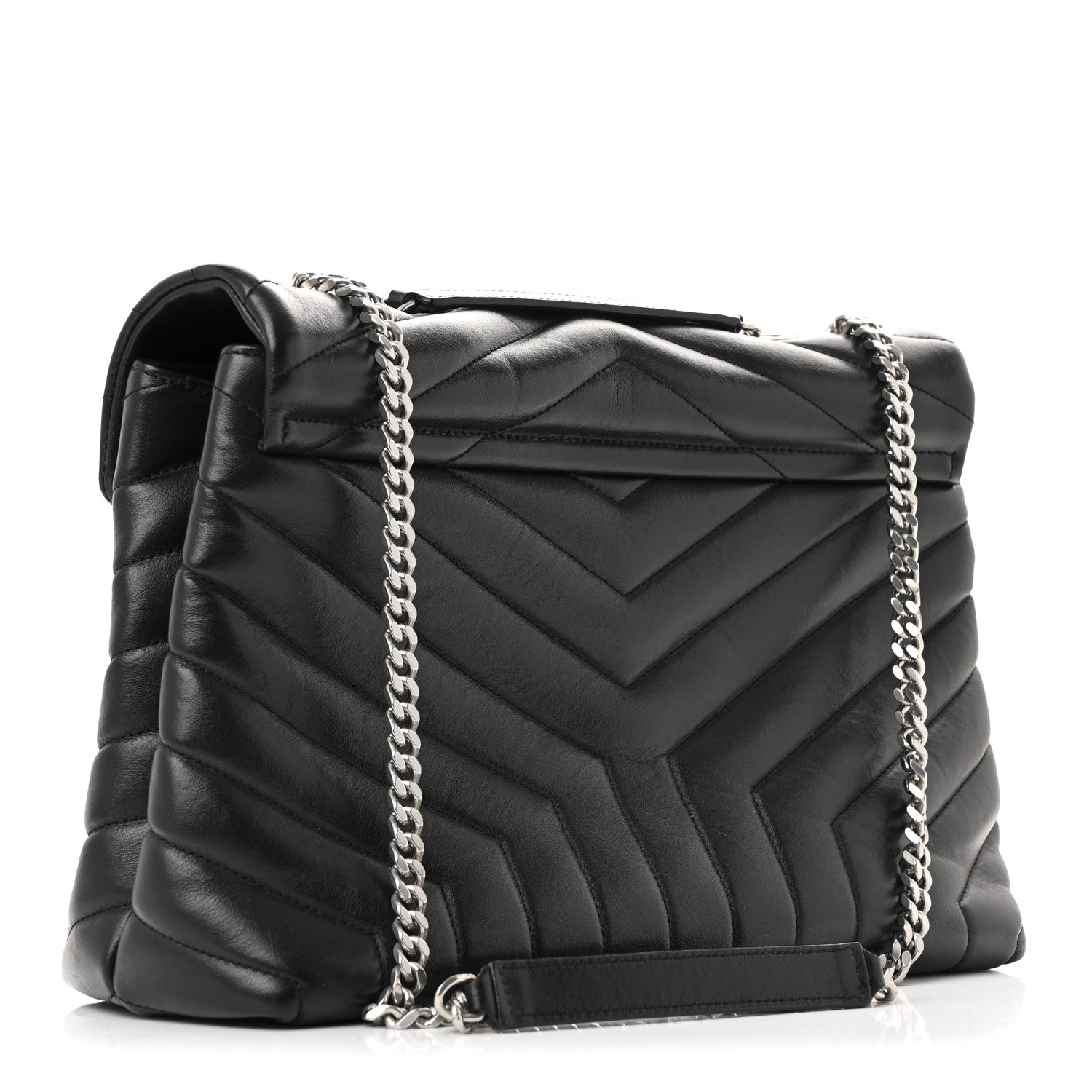 Saint Laurent Calfskin Y Quilted Monogram Medium Loulou Chain Satchel Black 4 of 25
