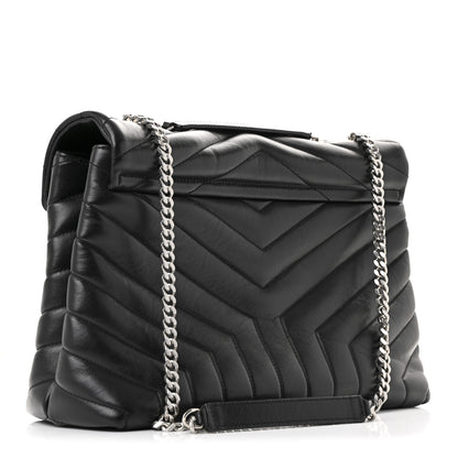 Saint Laurent Calfskin Y Quilted Monogram Medium Loulou Chain Satchel Black 4 of 25