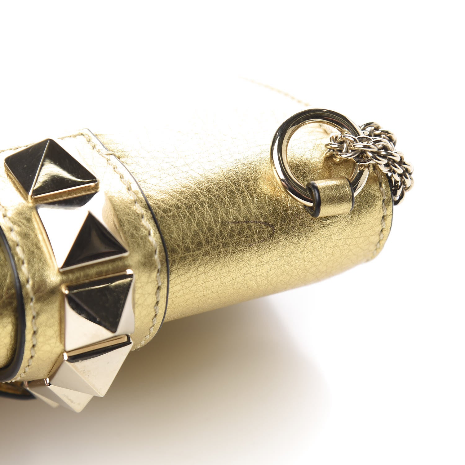 Valentino Garavani Metallic Vitello Small Glam Lock Rockstud Flap Gold 9 of 15