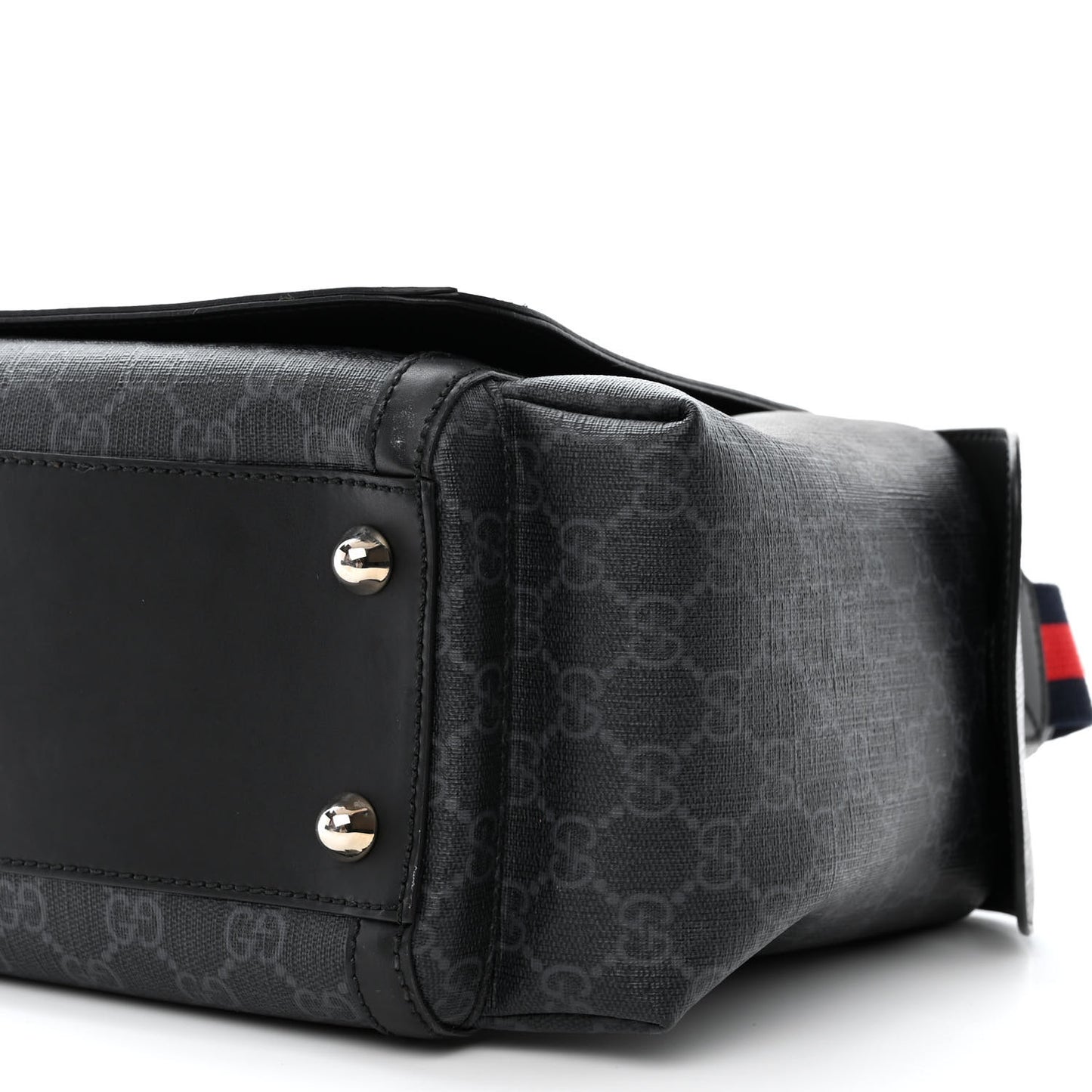 GG Supreme Monogram Web Messenger Diaper Bag Black Grey