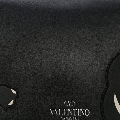 Valentino Garavani Calfskin Panther Medium Guitar Strap Rockstud Rolling Flap Saddle Bag Black 13 of 19