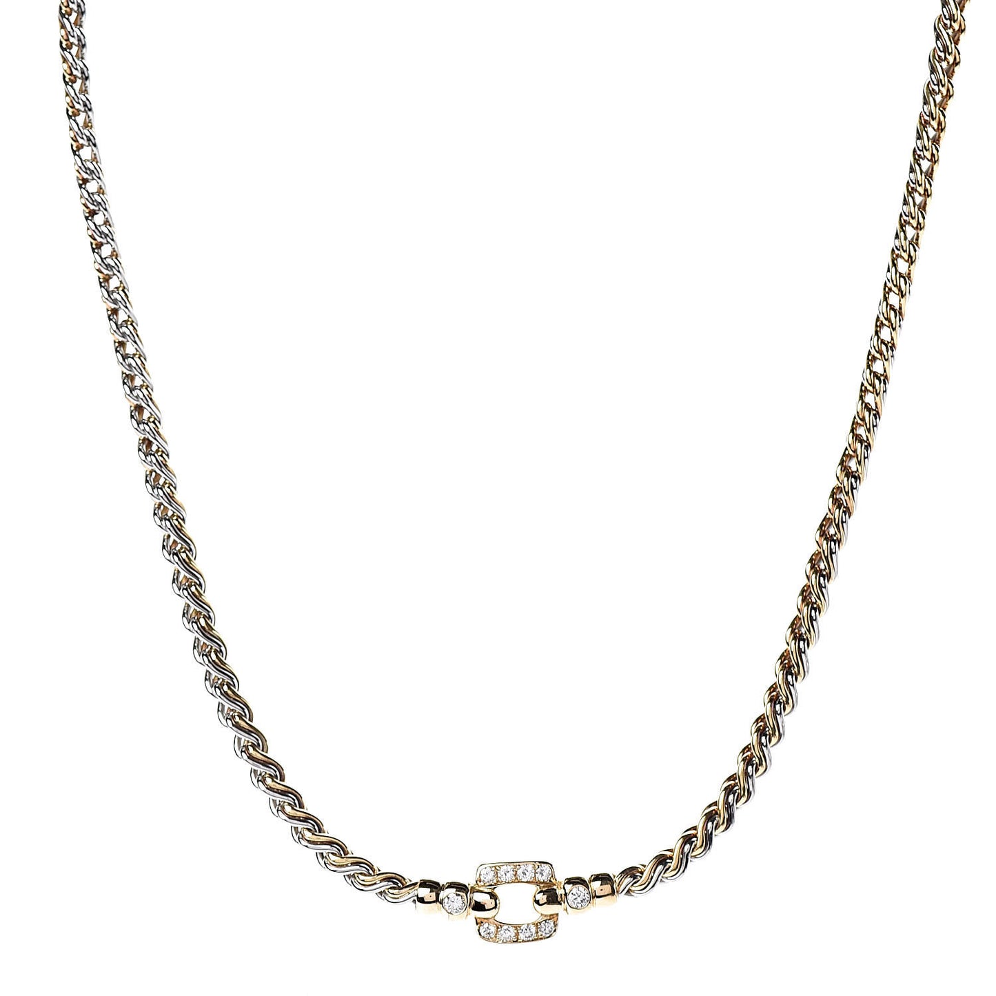 18K Yellow Gold Stainless Steel Diamond Station Necklace
